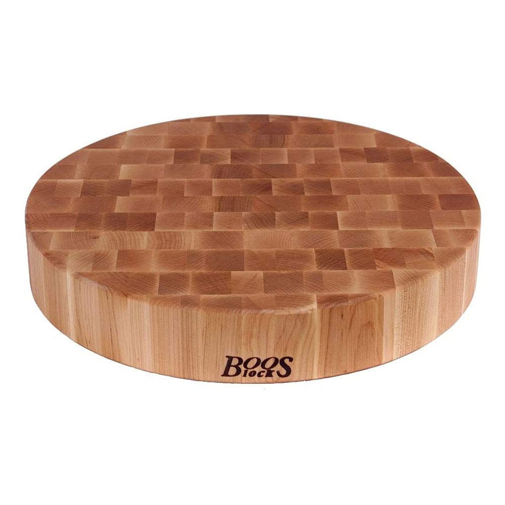 John Boos CCB183-R Large Maple Wood Cutting Board for Kitchen Prep 18 Inches, 3 Inches Thick Reversible End Grain Round Charcuterie Block 18DIAX3 MPL-END GR-NON REV-NO GRV-