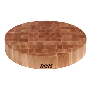 John Boos CCB183-R Large Maple Wood Cutting Board for Kitchen Prep 18 Inches, 3 Inches Thick Reversible End Grain Round Charcuterie Block 18DIAX3 MPL-END GR-NON REV-NO GRV-