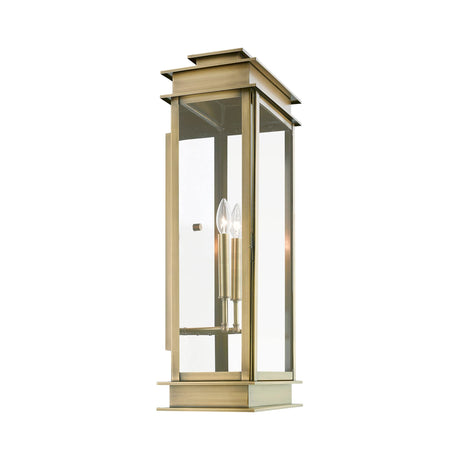 Livex 20208-04 Transitional Three Light Outdoor Wall Lantern from Princeton Collection in Black Finish