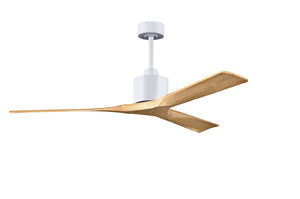 Matthews Fan NK-MWH-LM-60 Nan 6-speed ceiling fan in Matte White finish with 60” solid light maple tone wood blades