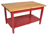 John Boos C6036-2S-BN Work Table in Rectangular Shape (60 x 36 Barn Red with 2 Shelves)