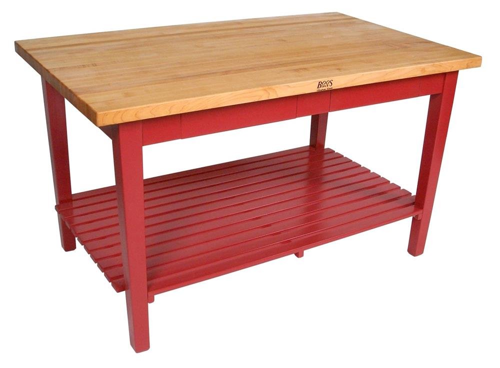 John Boos C6030-S-BN Work Table in Rectangular Shape (60 x 30 Barn Red with Shelf)