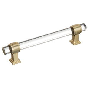 Amerock Cabinet Pull Clear/Golden Champagne 5-1/16 inch (128 mm) Center to Center Glacio 1 Pack Drawer Pull Drawer Handle Cabinet Hardware