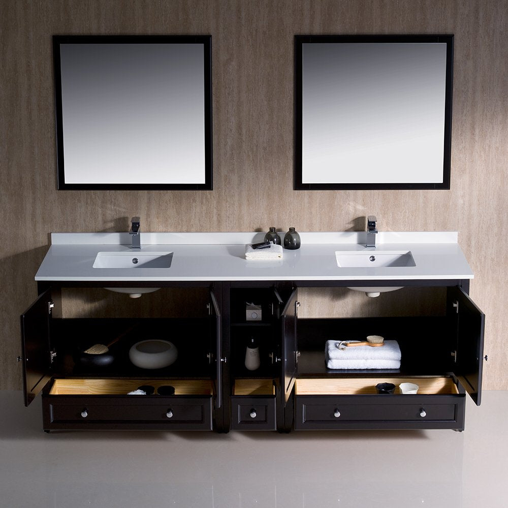Fresca FVN20-361236ES Fresca Oxford 84" Espresso Traditional Double Sink Bathroom Vanity