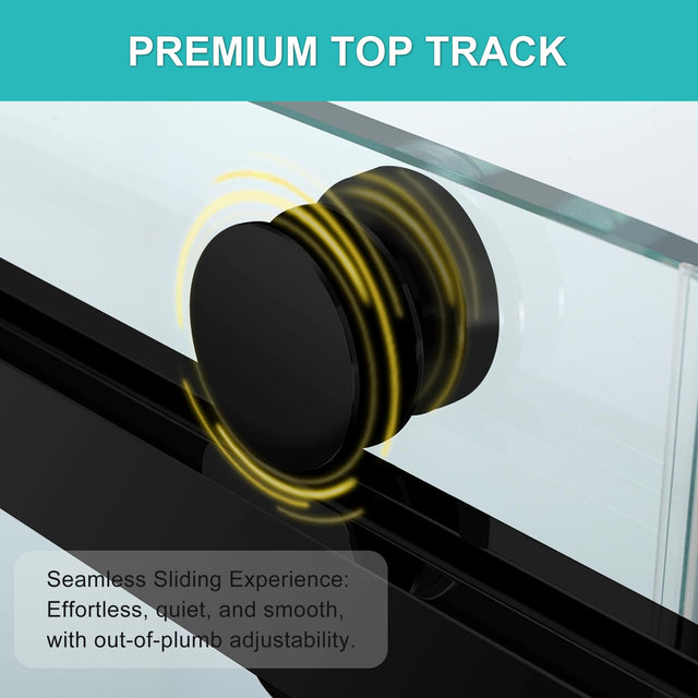 Milano Double Sliding Shower Door, 60 in.W x 74 in.H Framed Shower Door 5/16"(8mm) Clear Tempered Glass, 18 inch Pull Handle, Stainless Steel Hardware, Matte Black Finished