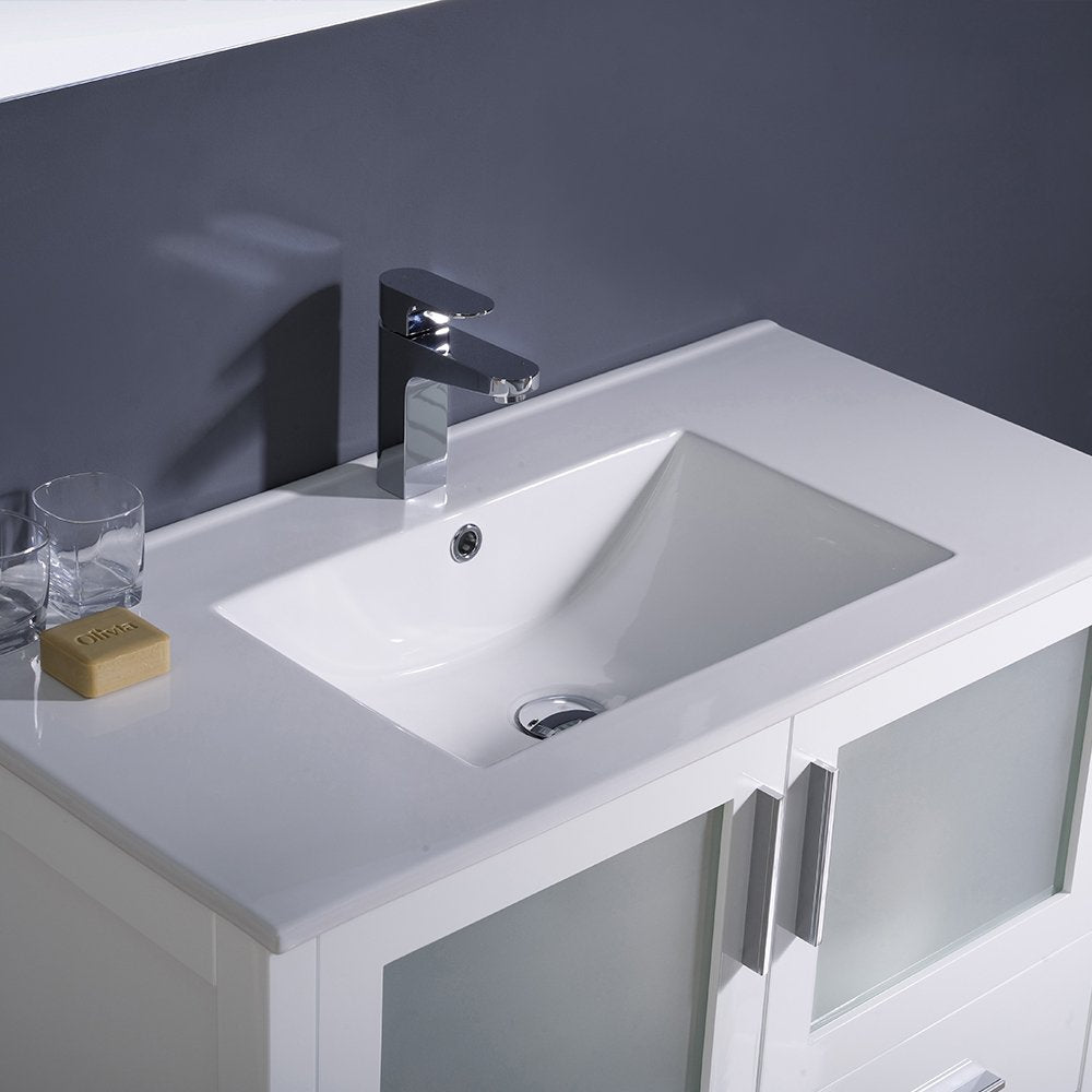 Fresca FVN6236WH-UNS Fresca Torino 36" White Modern Bathroom Vanity w/ Integrated Sink