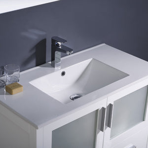 Fresca FVN6236WH-UNS Fresca Torino 36" White Modern Bathroom Vanity w/ Integrated Sink