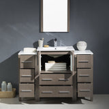 Fresca FVN62-122412GO-UNS Fresca Torino 48" Gray Oak Modern Bathroom Vanity w/ 2 Side Cabinets & Integrated Sink