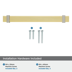 Amerock Cabinet Pull Brushed Gold/Satin Nickel 6-5/16 inch (160 mm) Center to Center Overton 1 Pack Drawer Pull Drawer Handle Cabinet Hardware