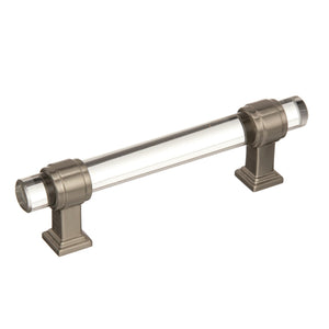 Amerock Cabinet Pull Clear/Satin Nickel 3-3/4 inch (96 mm) Center to Center Glacio 1 Pack Drawer Pull Drawer Handle Cabinet Hardware