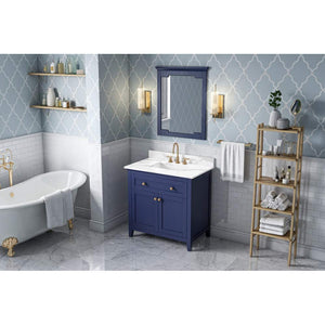Jeffrey Alexander VKITCHA36BLCQR 36" Hale Blue Chatham Vanity, Calacatta Vienna Quartz Vanity Top, undermount rectangle bowl