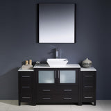 Fresca FVN62-123612ES-VSL Fresca Torino 60" Espresso Modern Bathroom Vanity w/ 2 Side Cabinets & Vessel Sink