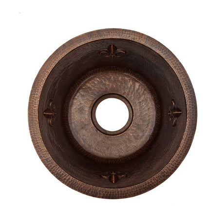 Premier Copper Products BR16FDB3 16-Inch Universal Round Copper with Fleur De Lis Sink and 3.5-Inch Drain Size, Oil Rubbed Bronze
