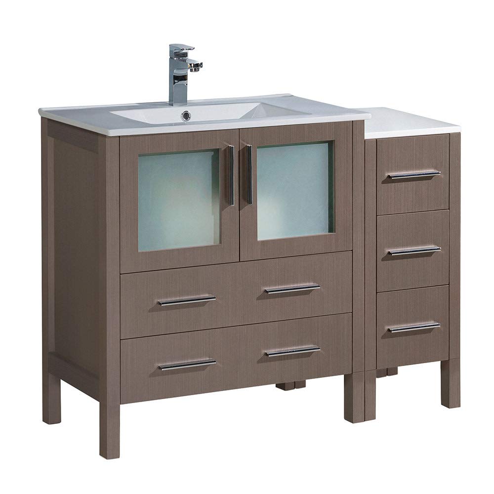 Fresca FCB62-3012GO-I Fresca Torino 42" Gray Oak Modern Bathroom Cabinets w/ Integrated Sink