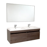 Fresca FVN8040GO Fresca Largo 57" Gray Oak Modern Bathroom Vanity w/ Wavy Double Sinks