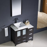 Fresca FVN62-2412ES-VSL Fresca Torino 36" Espresso Modern Bathroom Vanity w/ Side Cabinet & Vessel Sink