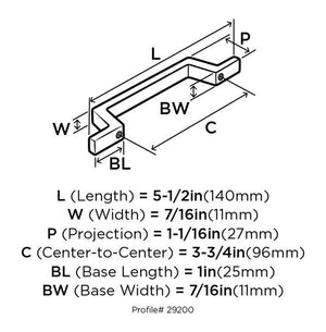 Amerock Cabinet Pull Satin Nickel 3-3/4 inch (96 mm) Center to Center Conrad 1 Pack Drawer Pull Drawer Handle Cabinet Hardware
