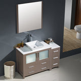 Fresca FVN62-3612GO-VSL Fresca Torino 48" Gray Oak Modern Bathroom Vanity w/ Side Cabinet & Vessel Sink