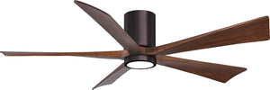 Matthews Fan IR5HLK-BB-WA-60 IR5HLK five-blade flush mount paddle fan in Brushed Bronze finish with 60” solid walnut tone blades and integrated LED light kit.