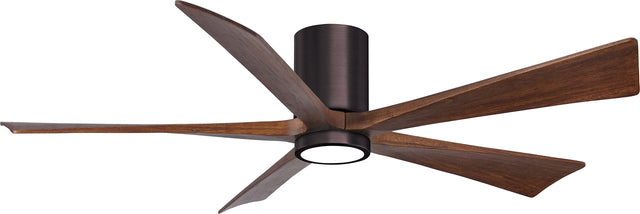 Matthews Fan IR5HLK-BB-WA-60 IR5HLK five-blade flush mount paddle fan in Brushed Bronze finish with 60” solid walnut tone blades and integrated LED light kit.