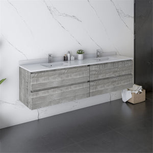 Fresca FCB31-3636ASH-CWH-U Double Sink Cabinet with Sinks