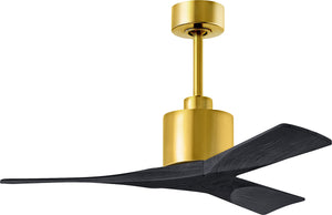 Matthews Fan NK-BRBR-BK-42 Nan 6-speed ceiling fan in Brushed Brass finish with 42” solid matte black wood blades