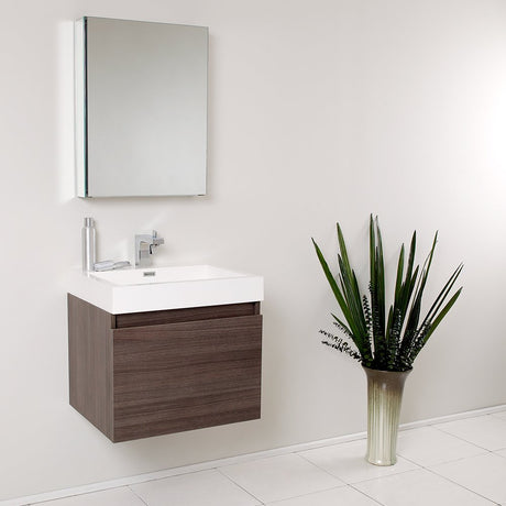 Fresca FVN8006GO Fresca Nano 24" Gray Oak Modern Bathroom Vanity w/ Medicine Cabinet