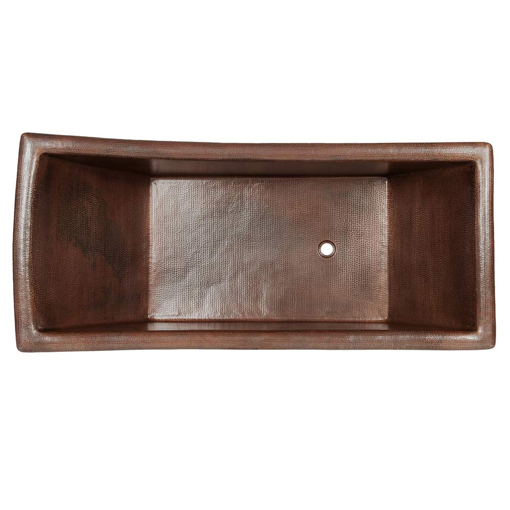 Premier Copper Products BTSC67DB 67-inch Hammered Copper Canoa Single Slipper Bathtub - Oil Rubbed Bronze…