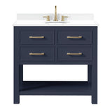 Avanity Brooks 37 in. Vanity in Navy Blue finish with Engineered White Stone Top