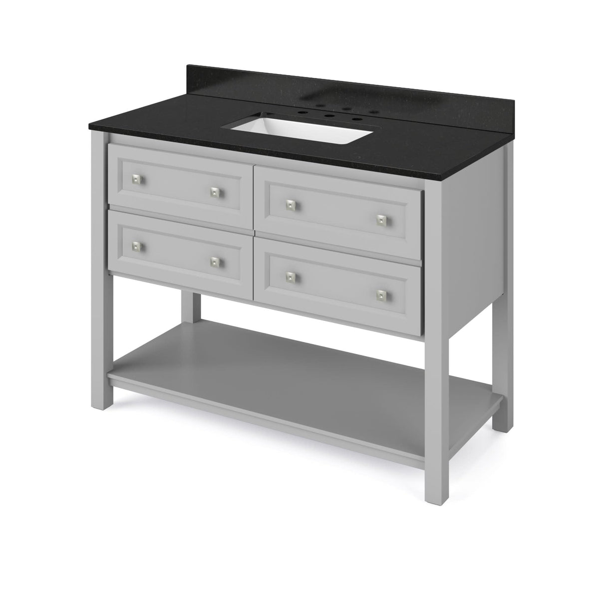 Jeffrey Alexander VKITADL48GRBGR 48" Grey Adler Vanity, Black Granite Vanity Top, undermount rectangle bowl