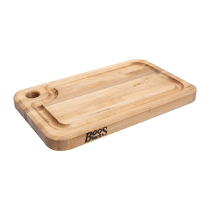 John Boos MPL1610125-FH-GRV Prestige Maple Wood Cutting Board for Kitchen Prep, 16 x 10 Inches, 1.25 Inches Thick Edge Grain Charcuterie Block with Juice Grooves 16X10X1.25 MPL-EDGE GR-PRESTIGE BRD