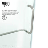 VIGO VG6012BNCL36WL 48.13" -36.13" W -78.75" H Frameless Hinged Rectangle Shower Enclosure with Clear 0.38" Tempered Glass and Stainless Steel Hardware in Brushed Nickel Finish and Base