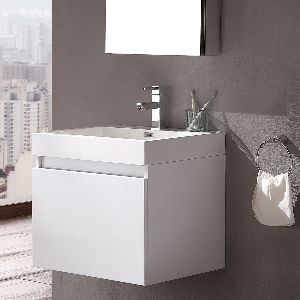 Fresca FVN8006WH Fresca Nano 24" White Modern Bathroom Vanity w/ Medicine Cabinet