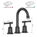 Classical 8 inch Bathroom Faucet, Bathroom faucets for Sink 3 Holes, Widespread Brushed Nickel Bathroom Faucet with Pop Up Drain and cUPC Lead-Free Hose (Brushed Nickel 2 Packs)