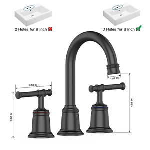Classical 8 inch Bathroom Faucet, Bathroom faucets for Sink 3 Holes, Widespread Brushed Nickel Bathroom Faucet with Pop Up Drain and cUPC Lead-Free Hose (Brushed Nickel 2 Packs)
