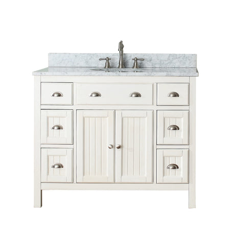 Avanity Hamilton 43 in. Vanity in French White finish with Carrara White Marble Top