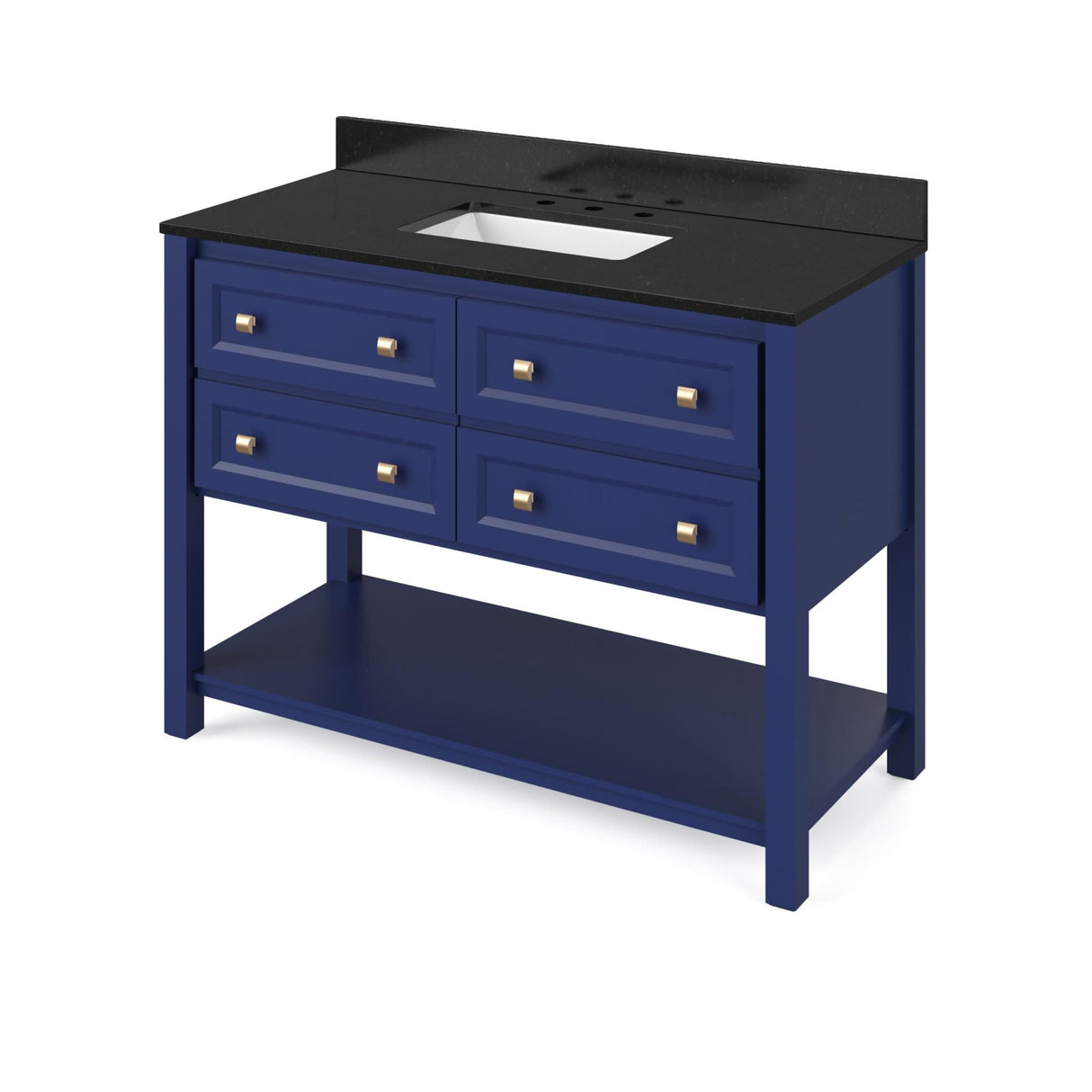 Jeffrey Alexander VKITADL48BLBGR 48" Hale Blue Adler Vanity, Black Granite Vanity Top, undermount rectangle bowl