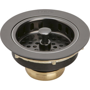 Elkay LKS35AS Drain Fitting with Antique Steel Finish Body and Basket with Rubber Stopper