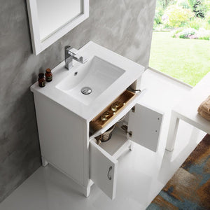 Fresca FVN2124WH Fresca Cambridge 24" White Traditional Bathroom Vanity w/ Mirror
