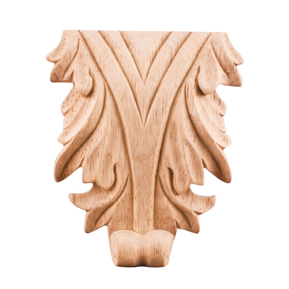 Hardware Resources PAPL-13RW 3-5/8" W x 5/16" D x 4-1/4" H Pressed Rubberwood Acanthus Appliqué