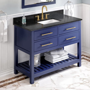 Jeffrey Alexander VKITWAV48BLBGR 48" Hale Blue Wavecrest Vanity, Black Granite Vanity Top, undermount rectangle bowl