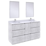 Fresca FVN31-241224RWH-FC Fresca Formosa 60" Floor Standing Double Sink Modern Bathroom Vanity w/ Mirrors in Rustic White