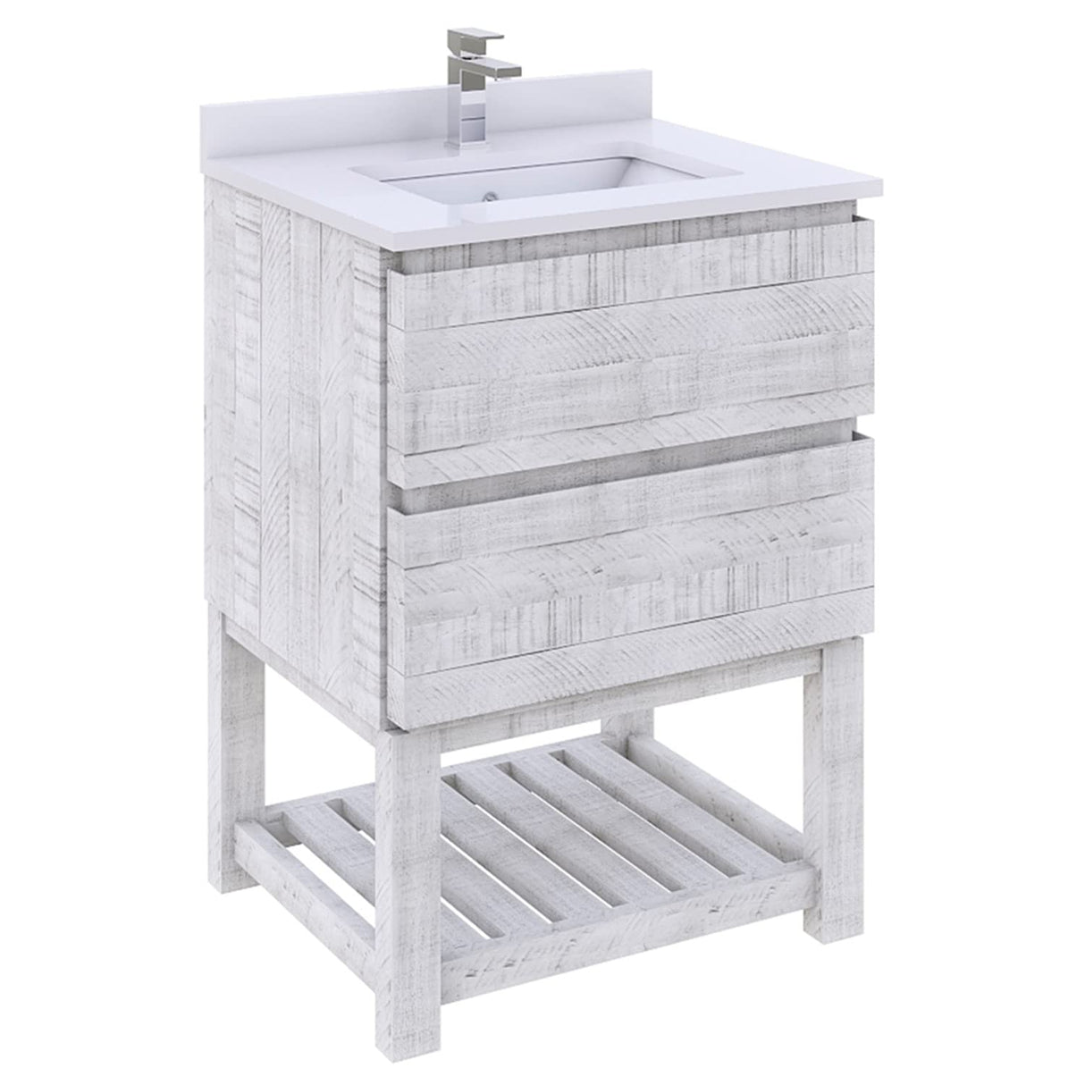 Fresca FCB3124RWH-FS Fresca Formosa 23" Floor Standing Open Bottom Modern Bathroom Cabinet in Rustic White