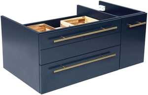 Fresca FCB6136RBL-VSL-L Fresca Lucera 36" Royal Blue Wall Hung Vessel Sink Modern Bathroom Cabinet - Left Version
