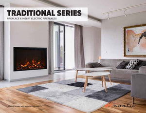 Amantii TRD-48 Traditional Smart Electric 48" Indoor / Outdoor WiFi Enabled Insert, Featuring a Multi Function Remote Control, Multi Flame Speeds, and Two 10 Piece Birch Log Set