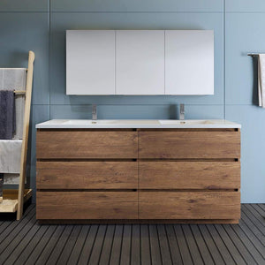 Fresca FVN93-3636RW-D Fresca Lazzaro 72" Rosewood Free Standing Double Sink Modern Bathroom Vanity w/ Medicine Cabinet