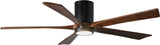 Matthews Fan IR5HLK-BK-WA-60 IR5HLK five-blade flush mount paddle fan in Matte Black finish with 60” solid walnut tone blades and integrated LED light kit.