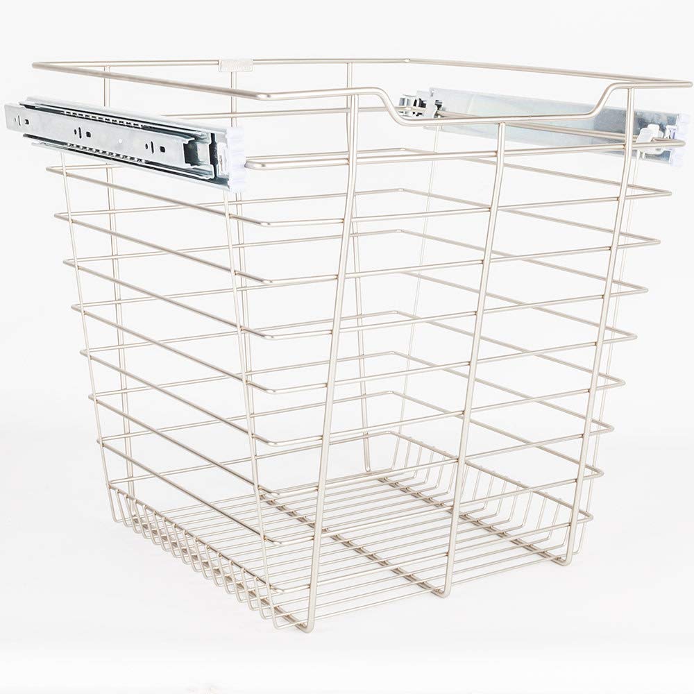 Hardware Resources POB1-141717SN Satin Nickel Closet Pullout Basket with Slides 14"D x 17"W x 17"H
