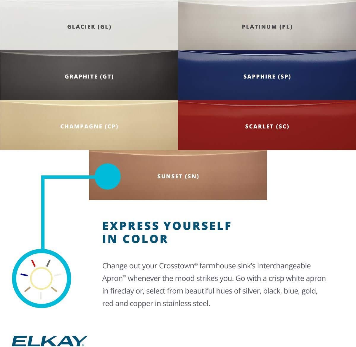Elkay CTXASP Crosstown Stainless Interchangeable Apron, Sapphire
