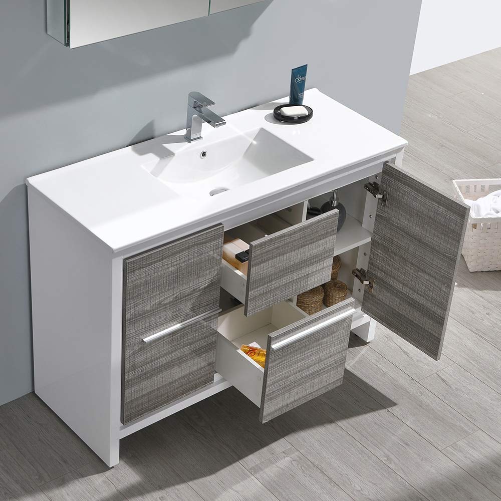 Fresca FVN8148HA Fresca Allier Rio 48" Ash Gray Single Sink Modern Bathroom Vanity w/ Medicine Cabinet